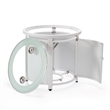 LeisureMod Walbrooke Patio Round Aluminum Tank Holder with Slats Design White