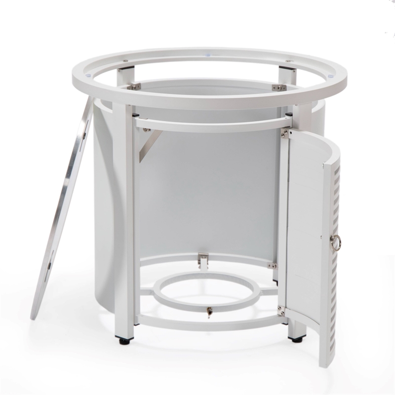 LeisureMod Walbrooke Patio Round Aluminum Tank Holder with Slats Design White