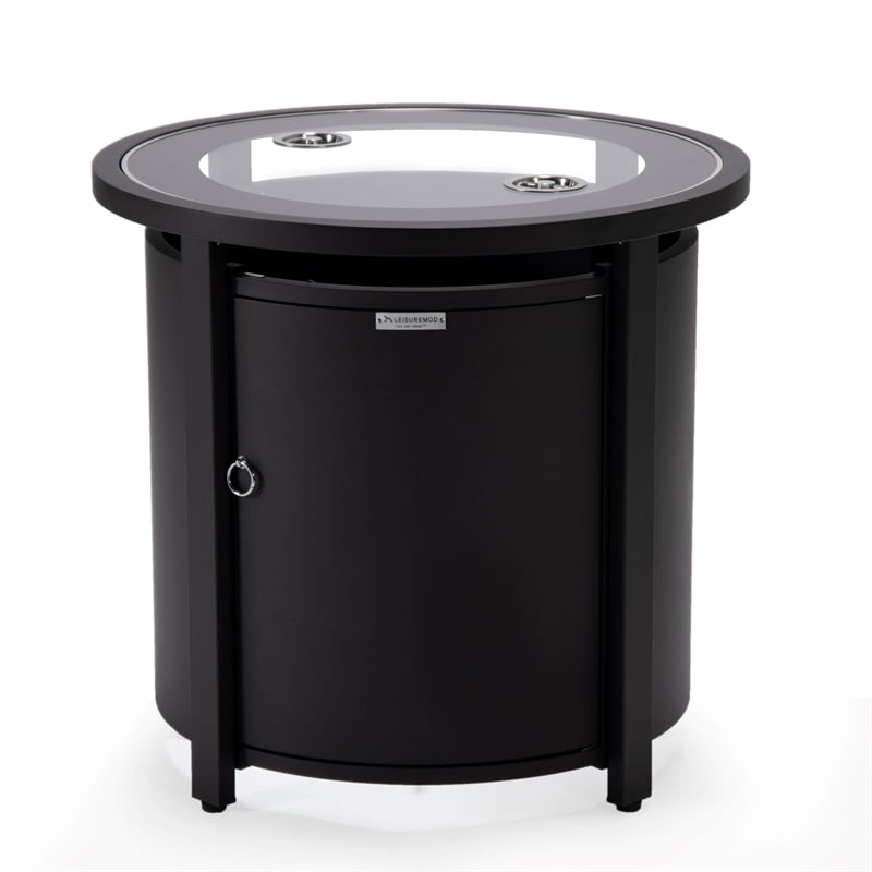 LeisureMod Walbrooke Outdoor Patio Round Aluminum Tank Holder Black