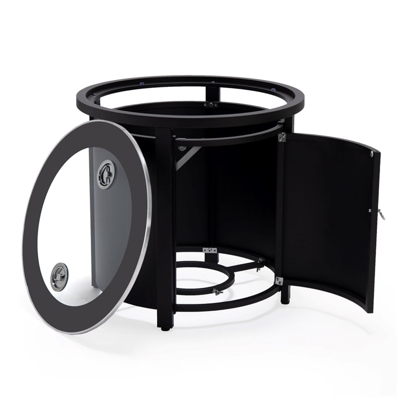 LeisureMod Walbrooke Outdoor Patio Round Aluminum Tank Holder Black