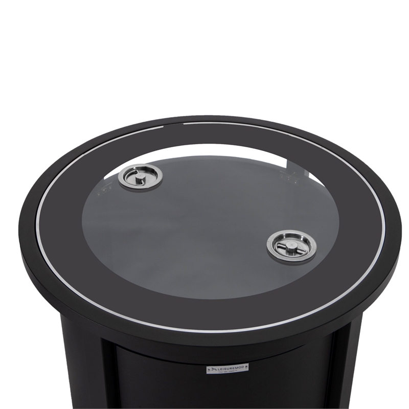 LeisureMod Walbrooke Outdoor Patio Round Aluminum Tank Holder Black