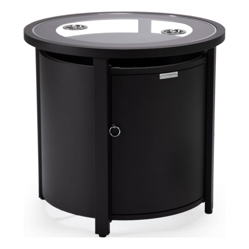 LeisureMod Walbrooke Outdoor Patio Round Aluminum Tank Holder Black