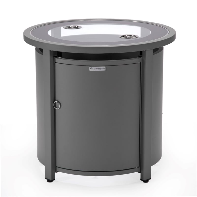LeisureMod Walbrooke Outdoor Patio Round Aluminum Tank Holder Gray