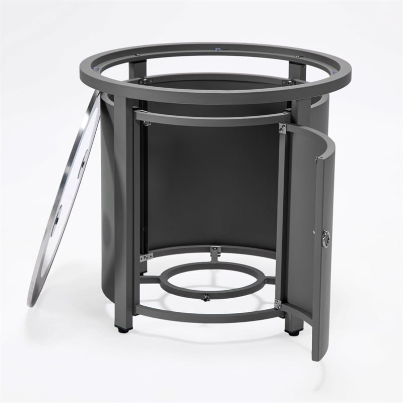 LeisureMod Walbrooke Outdoor Patio Round Aluminum Tank Holder Gray