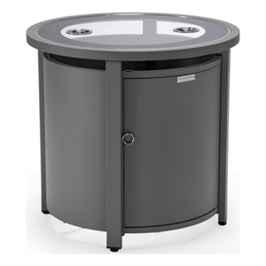 LeisureMod Walbrooke Outdoor Patio Round Aluminum Tank Holder Gray
