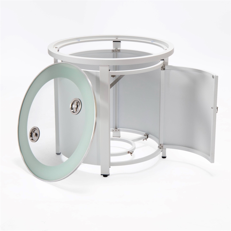 LeisureMod Walbrooke Outdoor Patio Round Aluminum Tank Holder White