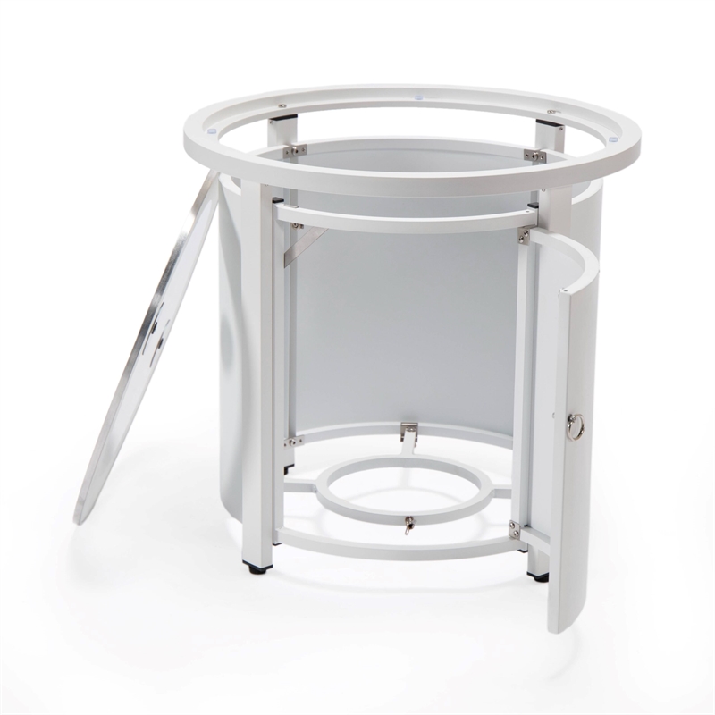 LeisureMod Walbrooke Outdoor Patio Round Aluminum Tank Holder White