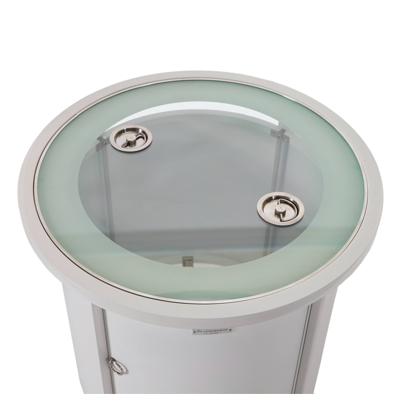 LeisureMod Walbrooke Outdoor Patio Round Aluminum Tank Holder White