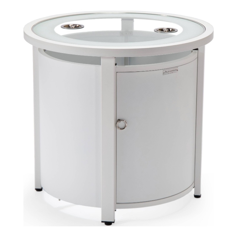 LeisureMod Walbrooke Outdoor Patio Round Aluminum Tank Holder White