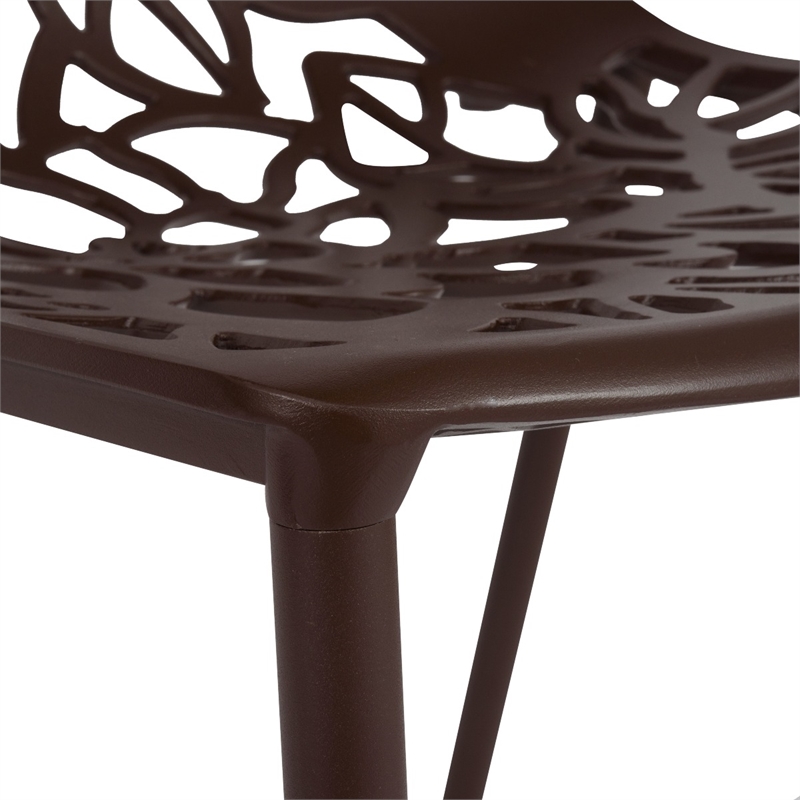 LeisureMod Devon 7-Piece Aluminum Dining Set with Table and 6 Chairs Brown