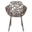 LeisureMod Devon 5-Piece Aluminum Dining Set with Table and 4 Armchairs Brown