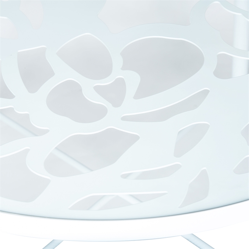 LeisureMod Devon 5-Piece Aluminum Dining Set with Table and 4 Armchairs White