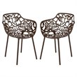 Leisuremod Devon 7-Piece Aluminum Dining Set with Table and 6 Armchairs Brown