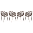 Leisuremod Devon 7-Piece Aluminum Dining Set with Table and 6 Armchairs Brown