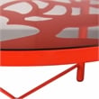 Leisuremod Devon 7-Piece Aluminum Dining Set with Table and 6 Armchairs Red