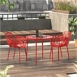 Leisuremod Devon 7-Piece Aluminum Dining Set with Table and 6 Armchairs Red