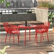 Leisuremod Devon 7-Piece Aluminum Dining Set with Table and 6 Armchairs Red