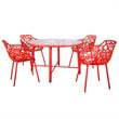 Leisuremod Devon 7-Piece Aluminum Dining Set with Table and 6 Armchairs Red