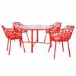 Leisuremod Devon 7-Piece Aluminum Dining Set with Table and 6 Armchairs Red