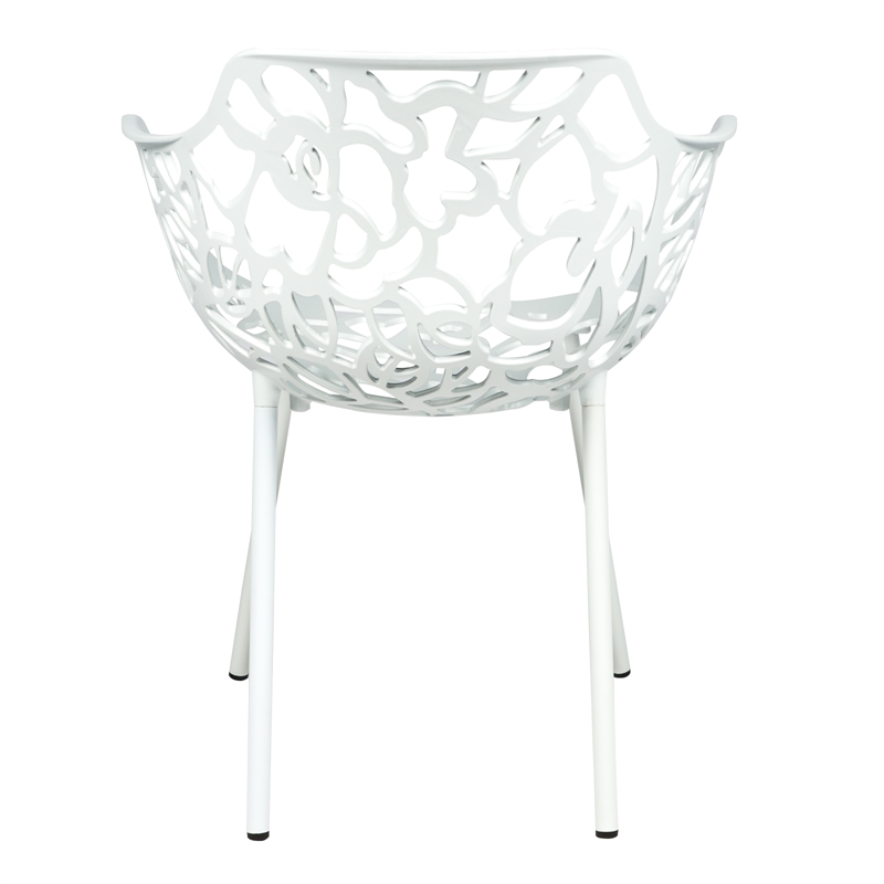 Leisuremod Devon 7-Piece Aluminum Dining Set with Table and 6 Armchairs White