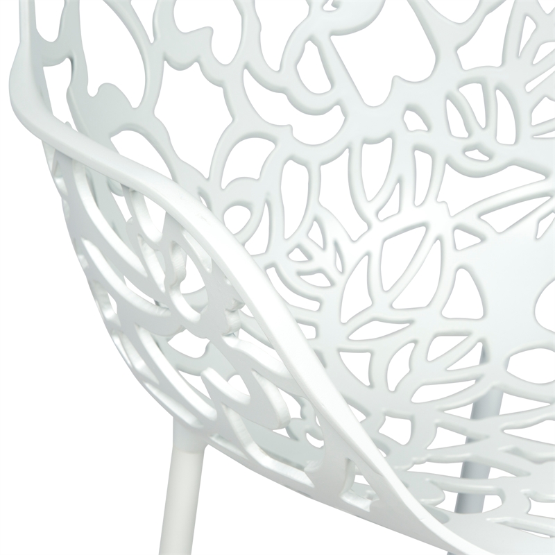 Leisuremod Devon 7-Piece Aluminum Dining Set with Table and 6 Armchairs White