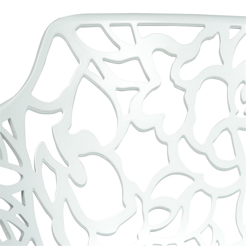 Leisuremod Devon 7-Piece Aluminum Dining Set with Table and 6 Armchairs White