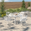 Leisuremod Devon 7-Piece Aluminum Dining Set with Table and 6 Armchairs White