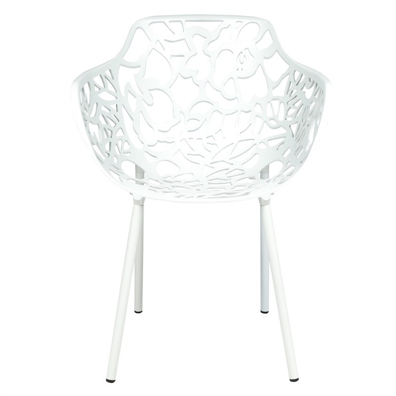 Leisuremod Devon 7-Piece Aluminum Dining Set with Table and 6 Armchairs White