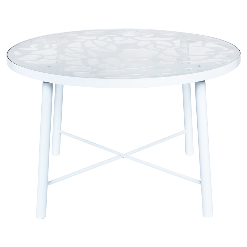 Leisuremod Devon 7-Piece Aluminum Dining Set with Table and 6 Armchairs White