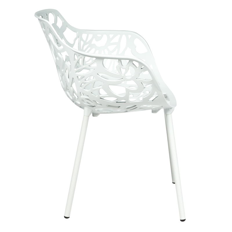 Leisuremod Devon 7-Piece Aluminum Dining Set with Table and 6 Armchairs White