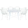 Leisuremod Devon 7-Piece Aluminum Dining Set with Table and 6 Armchairs White