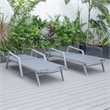 LeisureMod Marlin Outdoor Aluminum Chaise Lounges in Dark Gray (Set of 2)