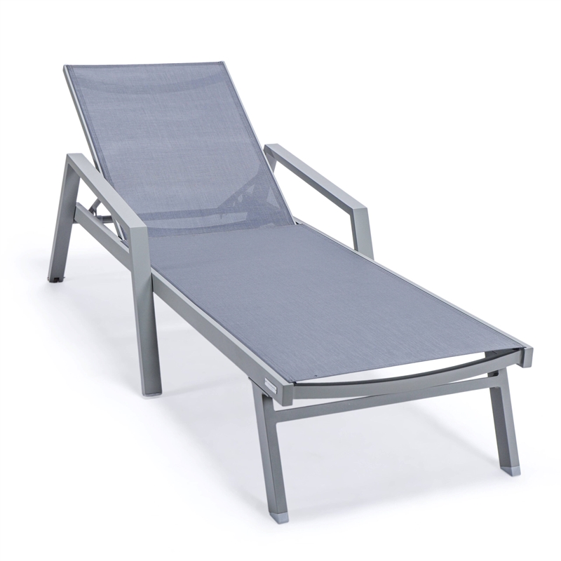 LeisureMod Marlin Outdoor Aluminum Chaise Lounges in Dark Gray (Set of 2)