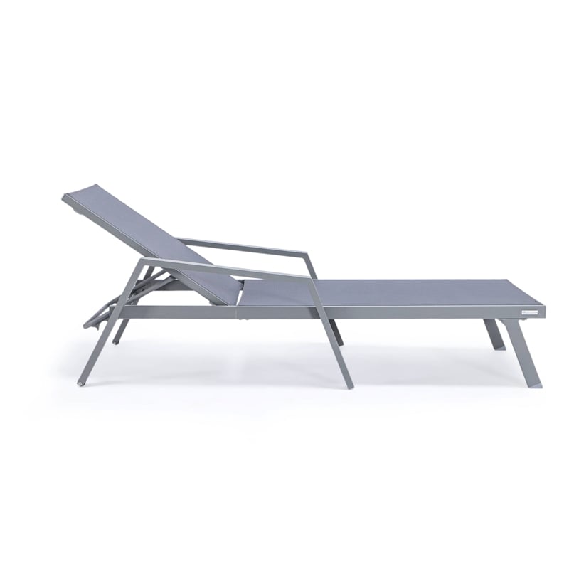 LeisureMod Marlin Outdoor Aluminum Chaise Lounges in Dark Gray (Set of 2)