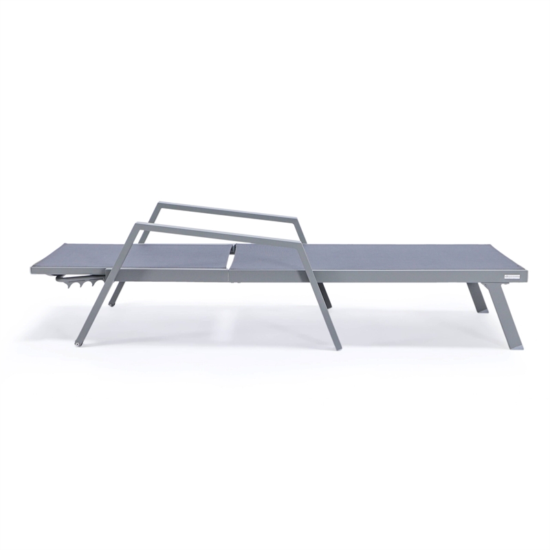 LeisureMod Marlin Outdoor Aluminum Chaise Lounges in Dark Gray (Set of 2)