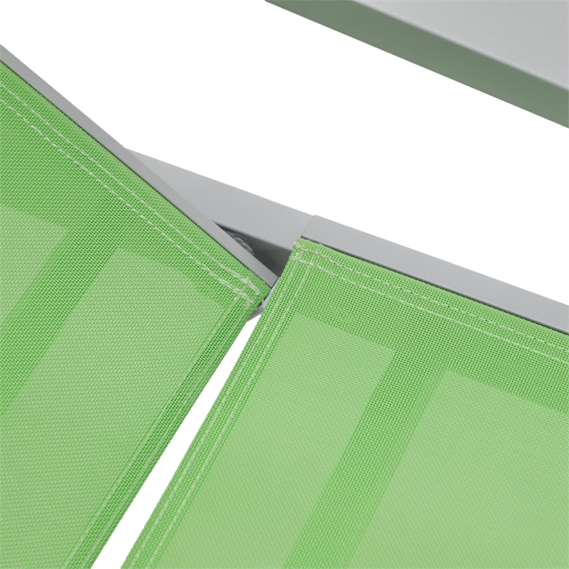 LeisureMod Marlin Outdoor Aluminum Chaise Lounges in Gray/Green (Set of 2)