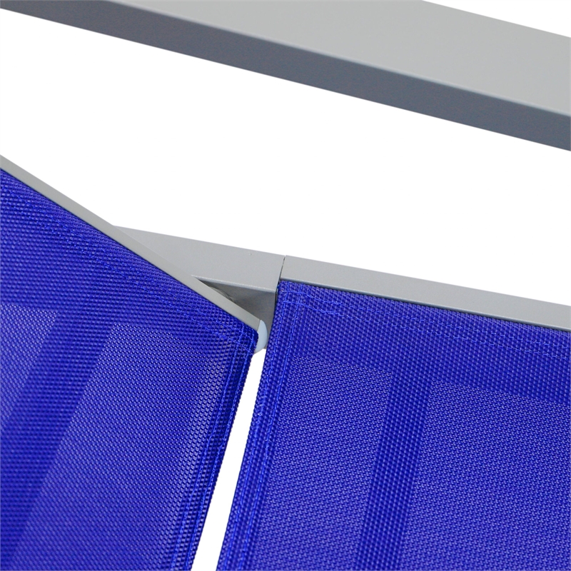 LeisureMod Marlin Outdoor Aluminum Chaise Lounges in Gray/Navy Blue (Set of 2)