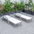 LeisureMod Marlin Outdoor Aluminum Chaise Lounges in Gray/White (Set of 2)