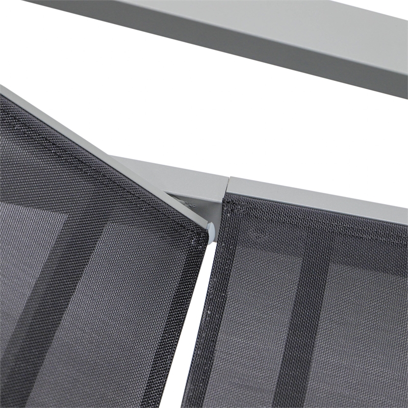 LeisureMod Marlin Outdoor Aluminum Chaises Lounge in Gray/Black (Set of 2)