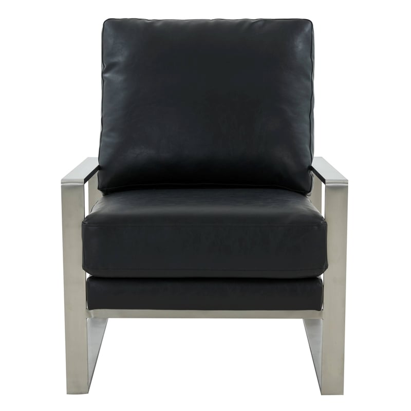 Black faux leather online armchair