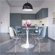 LeisureMod Bristol Modern Dining Table with Wood Top and Iron Base Black White