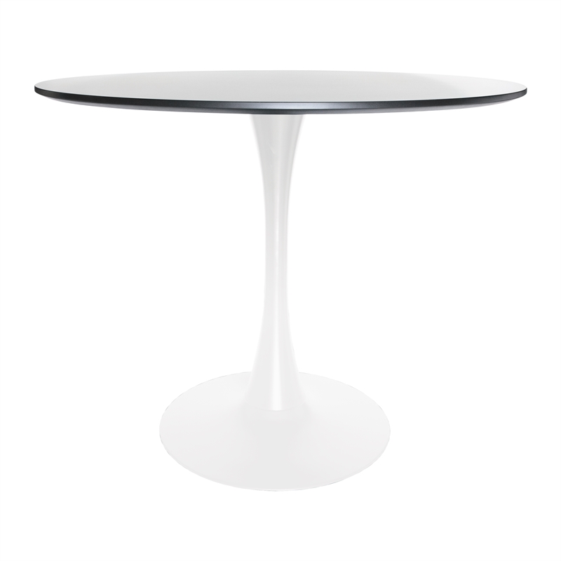 LeisureMod Bristol Modern Dining Table with Wood Top and Iron Base Black White