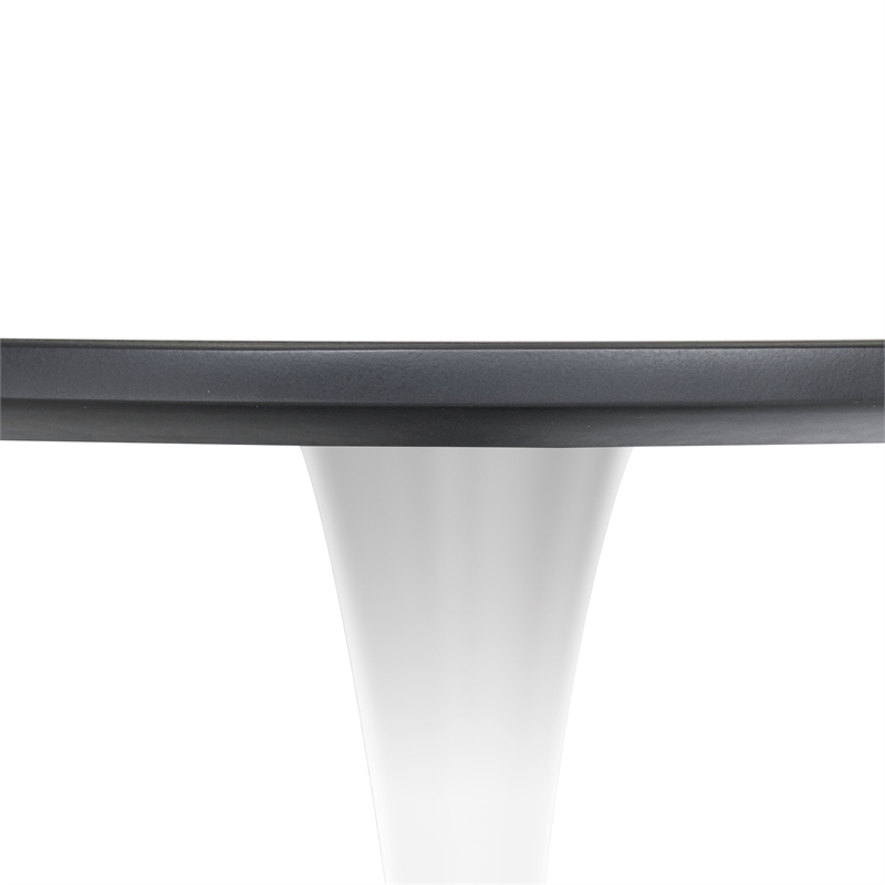 LeisureMod Bristol Modern Dining Table with Wood Top and Iron Base Black White