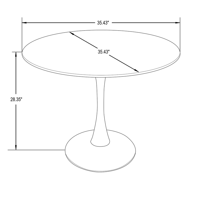 LeisureMod Bristol Modern Dining Table with Wood Top and Iron Base Black White