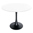 LeisureMod Bristol Modern Dining Table with Wood Top and Iron Base Black White