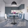 LeisureMod Bristol Modern Dining Table with Wood Top and Iron Base White Black