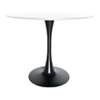 LeisureMod Bristol Modern Dining Table with Wood Top and Iron Base White Black