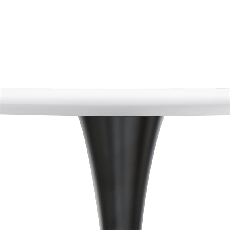 LeisureMod Bristol Modern Dining Table with Wood Top and Iron Base White Black