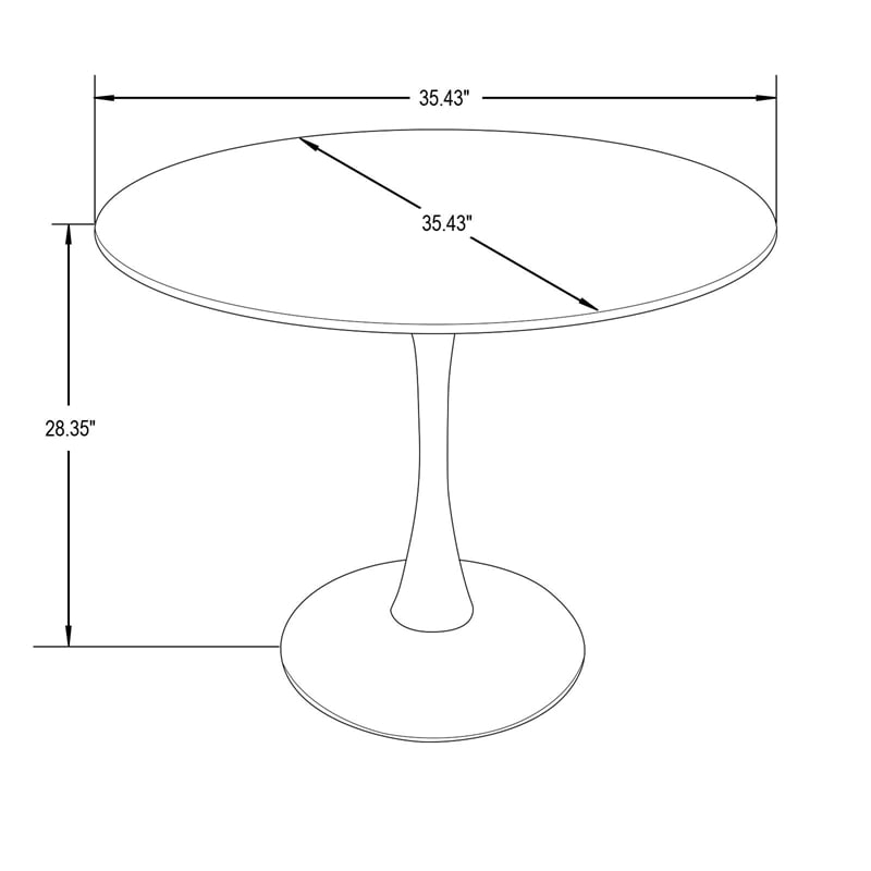 LeisureMod Bristol Modern Dining Table with Wood Top and Iron Base White Black