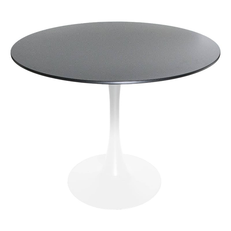 LeisureMod Bristol Modern Dining Table with Wood Top and Iron Base White Black